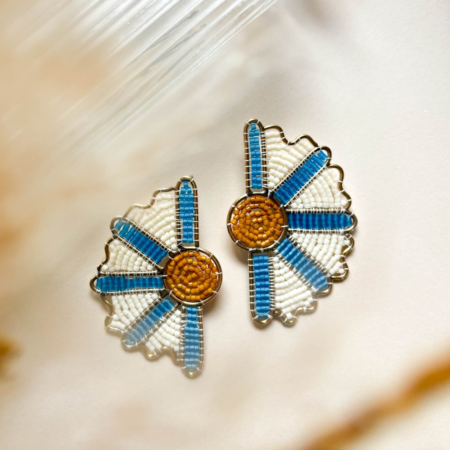 Half Floral Studs in Blue