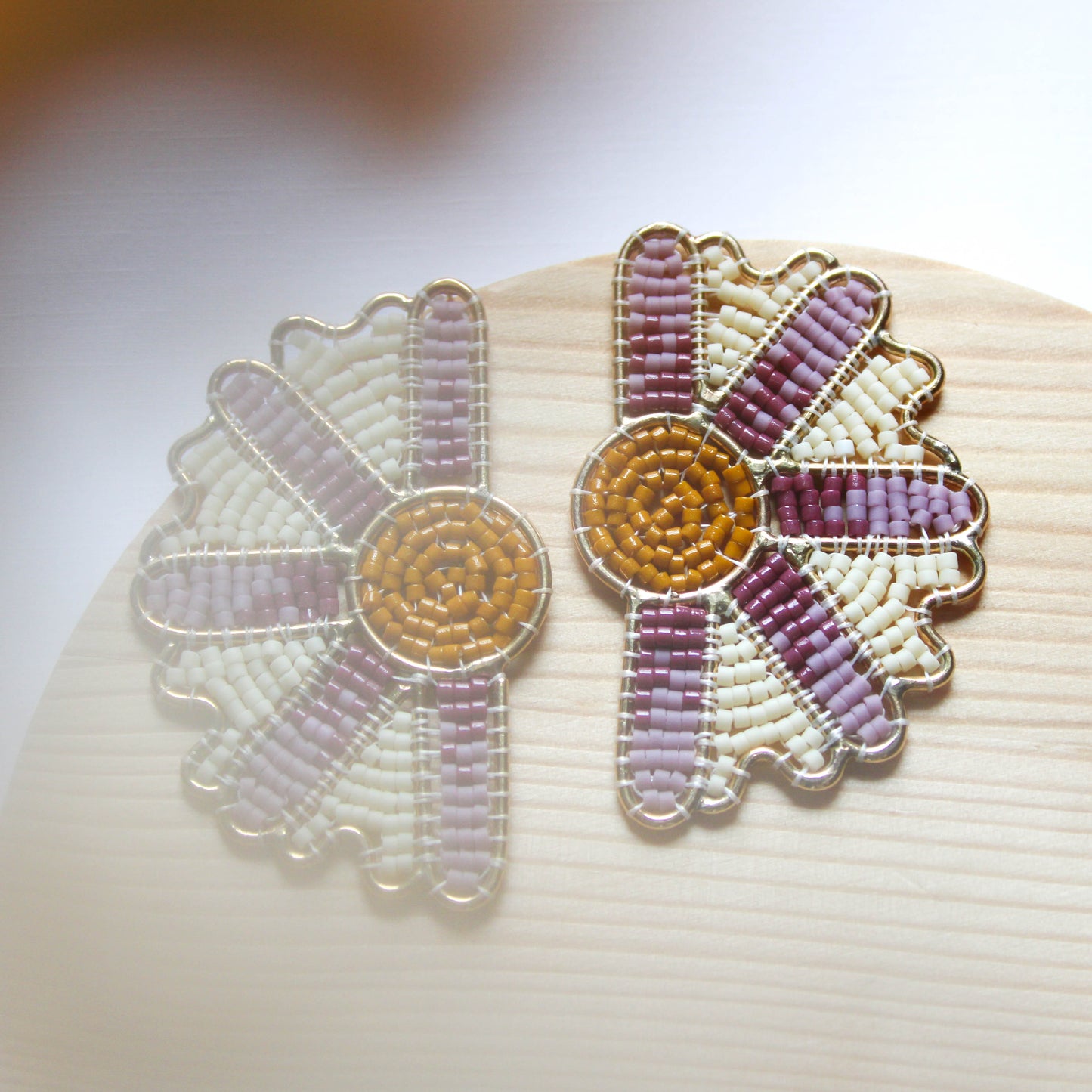 Half Floral Studs in Lilac