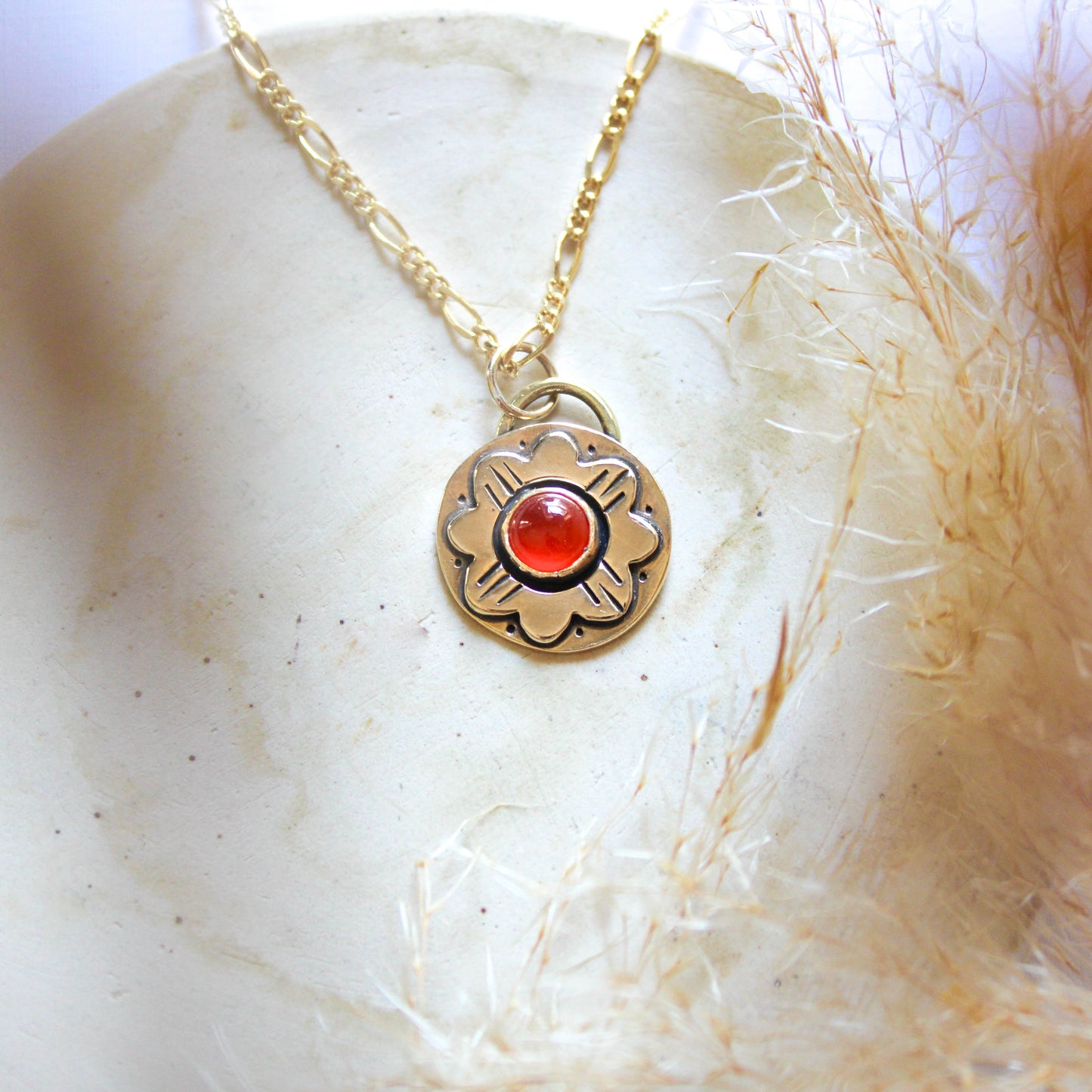 Floral Pendant - Carnelian